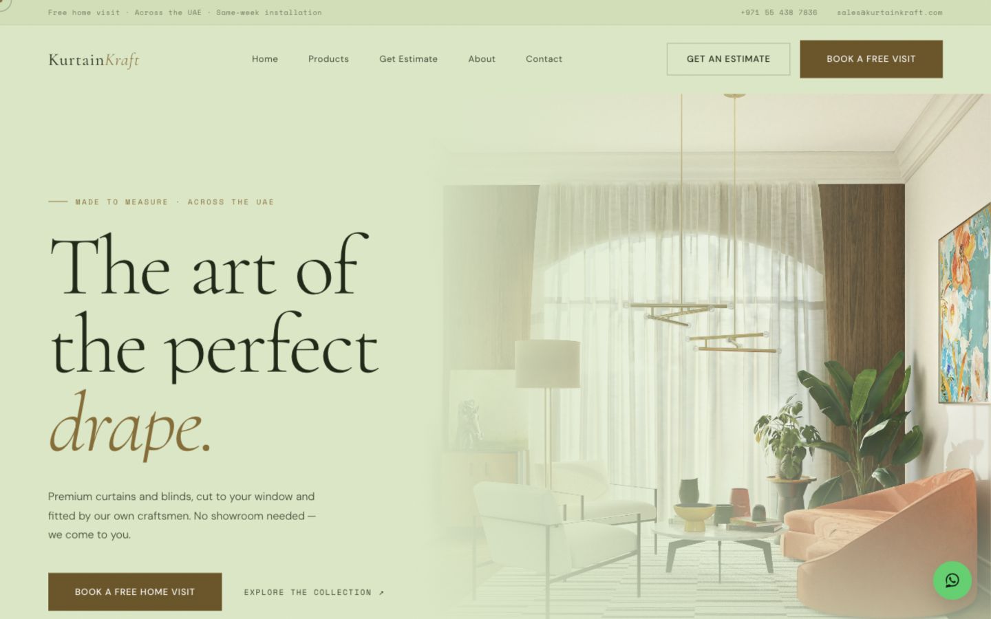 KurtainKraft made-to-measure curtains website